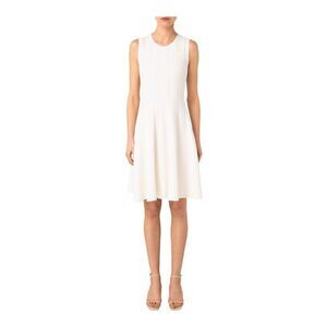 Akris punto Cream Flared Cable Knit Pattern Dress Size 4 NWOT